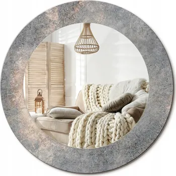 Zrcadlo Kulaté nástěnné dekorativní zrcadlo v skleněném rámu Vintage beton průměr 50 cm