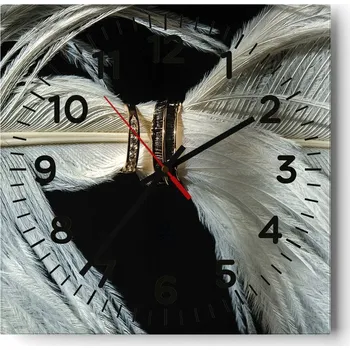 Hodiny Nástěnné hodiny Skleněné hodiny 30x30 cm Ptačí Pírka Bižuterie Vintage Nástěnné hodiny ARTTOR Moderní nástěnné hodiny do obýváku Tiché nástěnné hodiny do kuchyně Skleněné nástěnné hodiny bezhlučné Nástěnná dekorace moderní stylové Nástěnné hodiny do kuchy