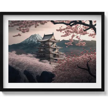 Obraz Obraz v rámu na zeď Asijská věž a květy třešně 80x60 cm