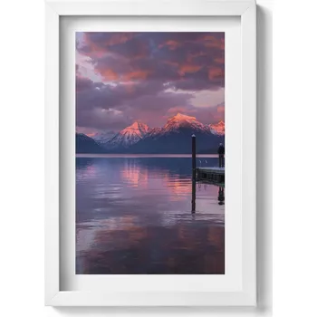 Obraz Dekorativní obraz na zeď do obýváku kuchyně Jezero hory a mraky 20x30 cm