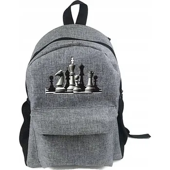 Školní batoh Školní batoh jednokomorový Šachy Caissa odstíny šedé a stříbrné