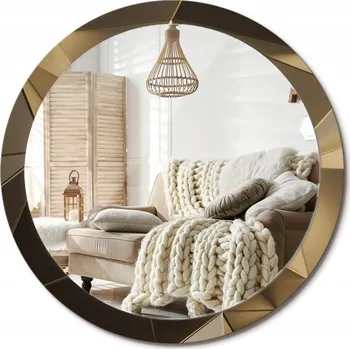 Zrcadlo Nástěnné zrcadlo s ozdobnou grafikou na skle Moderní abstrakce průměr 100 cm