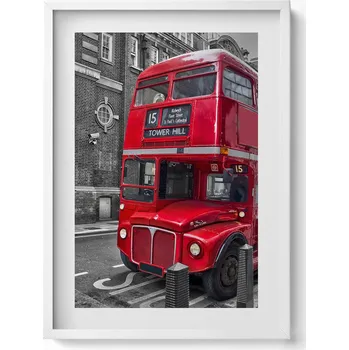 Obraz Dekorativní nástěnný obraz v rámu do obýváku Červený patrový autobus 50x70 cm