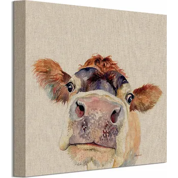 Obraz Jane Bannon - Hnědá kráva - obraz 30x30 cm