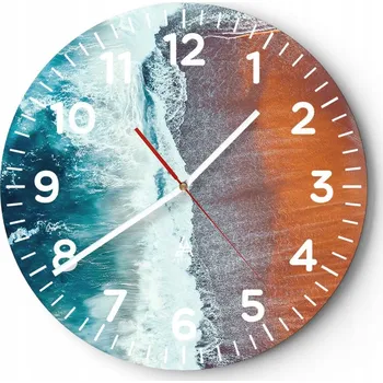 Hodiny Kuchyňské nástěnné hodiny 30x30 Pláž Moderní skleněné hodiny do obýváku Tiché