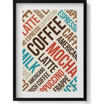 Obraz Dekorativní nástěnný obraz do pokoje Nápisy do kuchyně - názvy kávy 50x70 cm