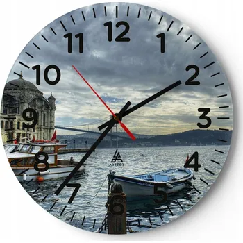 Hodiny Kuchyňské nástěnné hodiny 30x30 Město Moderní skleněné hodiny do obýváku Tiché