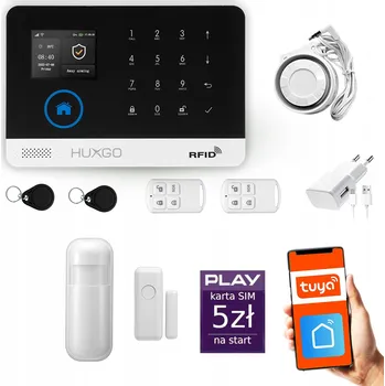 Sada domovního alarmu Bezdrátový alarm GSM + WiFi s aplikací TUYA, sada, HUXGO HXA003