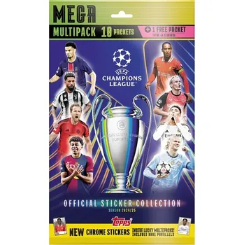 Sběratelská karetní hra Topps Topps Champions League 2025 mega multipack 10+1 balíčků samolepek