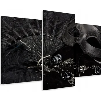 Obraz Obraz Triptych Černá KARNEVALOVÁ MASKA 3D 90x60 cm
