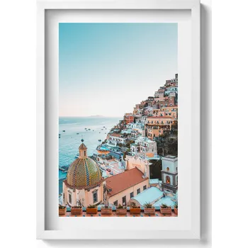 Obraz Obraz s rámem a grafikou na zeď Positano, pobřeží Amalfi, Itálie 40x60 cm