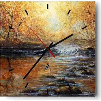 Hodiny Velké nástěnné hodiny 40x40 Krajina Skleněné hodiny Tiché