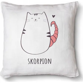 Dekorativní polštářek Dekorační Polštář na postel, křeslo, židli 40x40 cm - Znamení zvěrokruhu: kočka, štír