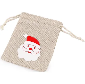 Vánoce Vánoční bavlněný pytlík stromeček, Mikuláš 8x10 cm Varianta: 2 režná Mikuláš, Balení: 1 ks