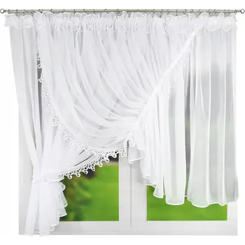 Záclona ZÁCLONA ASYMETRICKÁ ZDOBENÁ KRAJKOU VOÁL 400x150