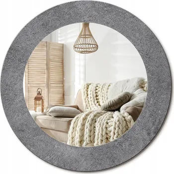 Zrcadlo Zrcadlo s potiskem do koupelny ložnice obývacího pokoje Betonová textura fi 50 cm