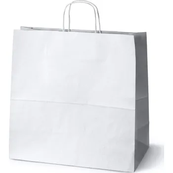 Nákupní taška Papírová taška Allbag 400x180x390 mm se skládaným uchem, BÍLÁ