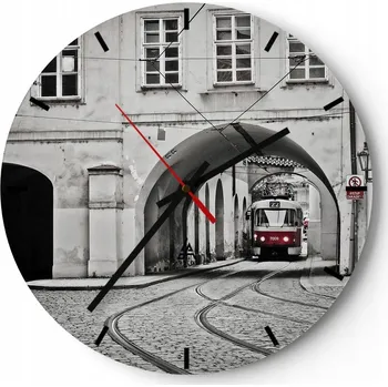 Hodiny Nástěnné hodiny do kuchyně 30x30 Město Skleněné hodiny do obýváku Loft Tiché