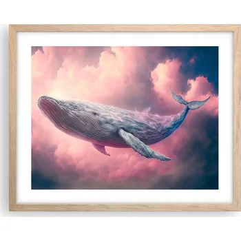 Obraz Obraz, plakát na zeď v rámu světlý dub 50x40 velryba foto do obýváku