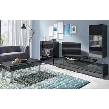 Obývací stěna Obývací stěna CALABRINI c | 300 cm | 5 dílů F | černá lesk