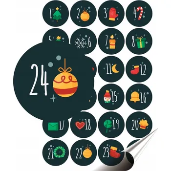 Vánoční dekorace ADVENTNÍ Samolepky na ADVENTNÍ KALENDÁŘ 24 SAMOLEPKY - VÁNOČNÍ velké A4