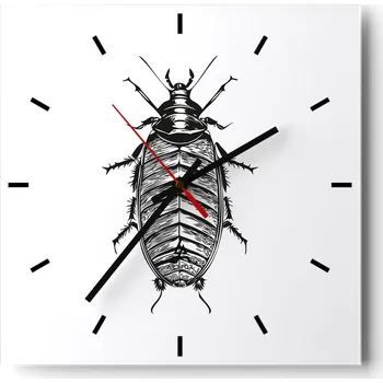 Hodiny Velké nástěnné hodiny na zeď 40x40 Hmyz Skleněné hodiny Čtvercové Tiché