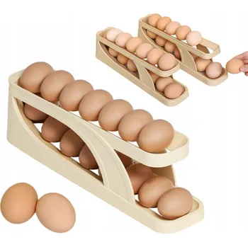 Organizér na vejce, dvoupatrový regál do ledničky, velký zásobník na vejce bílá
