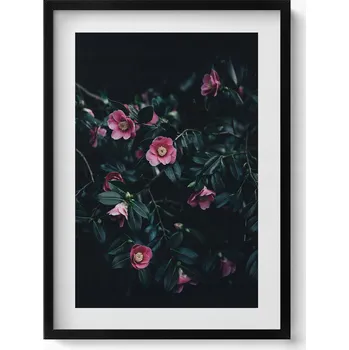 Obraz Dekorativní nástěnný obraz s rámem a grafikou loft Vintage růžové květy 50x70 cm