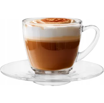 Skleněný Šálek Luna 320ml s podšálkem, VELKÝ OBJEM, GLASMARK