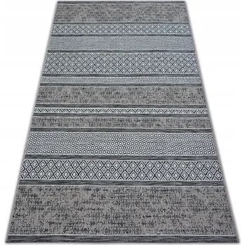 Koberec Koberec ŠŇŮROVÝ VENKOVNÍ PLOCHÝ TKANÝ SISAL PRUHY BOHO béžová/šedá 80x150 cm