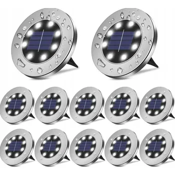Venkovní osvětlení SADA 12 KUSŮ SOLÁRNÍCH LED ZAHRADNÍCH ZAPICHOVACÍCH LAMP ZEMNÍ DISKŮ