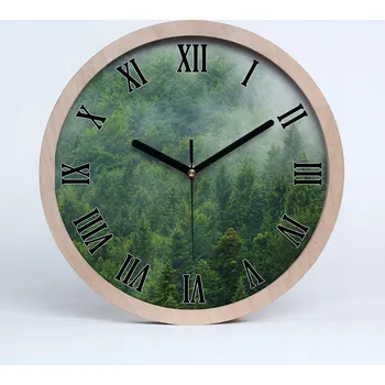Hodiny Dřevěné nástěnné hodiny Tajemný les průměr 25 cm