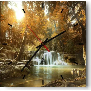 Hodiny Velké nástěnné hodiny 40x40 Krajina Skleněné hodiny Tiché