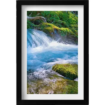 Obraz Dekorativní nástěnný obraz v rámu s grafikou: Divoký potok v lese, 20x30 cm