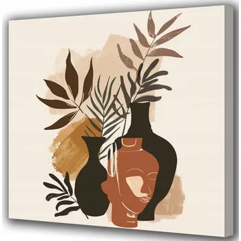 Obraz Obraz Na Plátně do obývacího pokoje Profil a váza s listy 60x60 cm