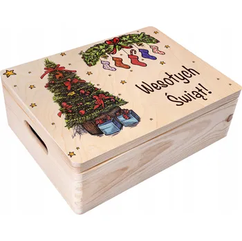 Dárková krabička Vánoční Krabička s přáními, gravírovaná, vánoční dárek 40x30x14cm