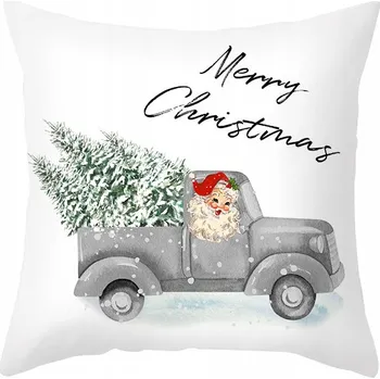 Povlak na polštářek Vánoční povlak na polštář Šedé auto Stromečky 45x45