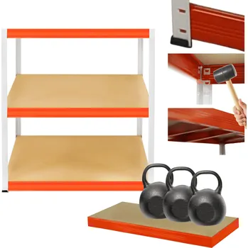 Dílenský regál Kovový regál do skladu a dílny HELIOS 90x90x30 cm, 3 police, nosnost 350 kg, ROBUSTNÍ