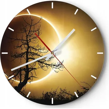 Hodiny Nástěnné hodiny do kuchyně 30x30 Slunce Skleněné hodiny do obýváku Loft Tiché