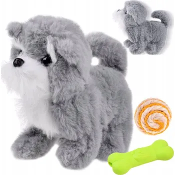 plyšák Šedý interaktivní pejsek chodí štěká píská ZA4653