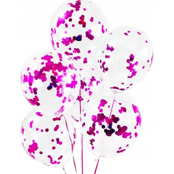 Balónek VELKÉ BALÓNKY S RŮŽOVÝMI KONFETAMI PRO HOLČIČKU x6