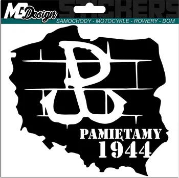 Samolepicí dekorace na vozidlo NÁLEPKA na auto MAPA POLSKÝ Bojující Polsko 1944 PAMIĘTAMY 16x15