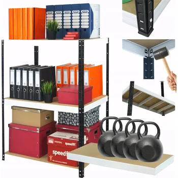 Dílenský regál Kovový regál, skladový regál do garáže HELIOS HBW 106x090x60, 3 police, nosnost 400 kg na polici