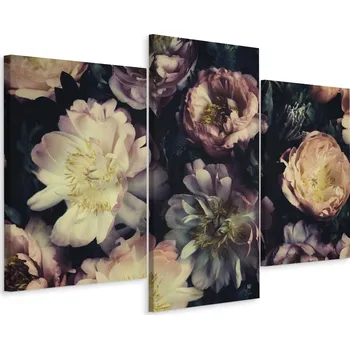 Obraz Obraz Triptych Barevné KVĚTY Vintage 3D 90x60