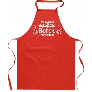Kuchyňská zástěra KUCHYŇSKÁ ZÁSTĚRA červená NEJLEPŠÍ BABIČKA NA dárek ke Dni FA_441_cw