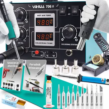 Páječka PÁJECÍ STANICE HOT AIR PÁJEČKA 706+ ODSÁVAČKA PODLOŽKA ESD 50x25CM 10x HROT