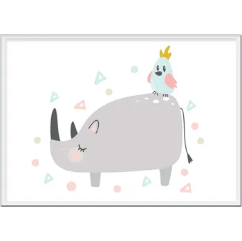 Obraz OBRAZ PLAKÁT V RÁMU 33x43 cm Nosorožec PD200