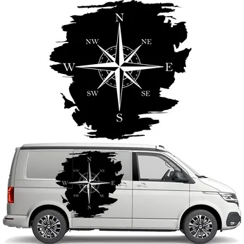 Samolepicí dekorace na vozidlo SAMOLEPKA na auto obytný vůz KOMPAS RŮŽICE VĚTRŮ 90x92