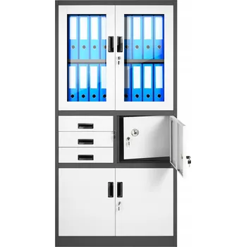 Šatní skříň JAN NOWAK Kovová Kancelářská Skříň s Trezorem GDPR FILIP Antracitově-bílá
