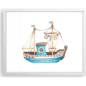 Obraz Obraz plakát na zeď v bílém rámu 50x40 loď foto plakáty do obýváku